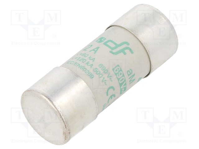 Fuse: fuse; aM; 2A; 690VAC; ceramic,cylindrical,industrial