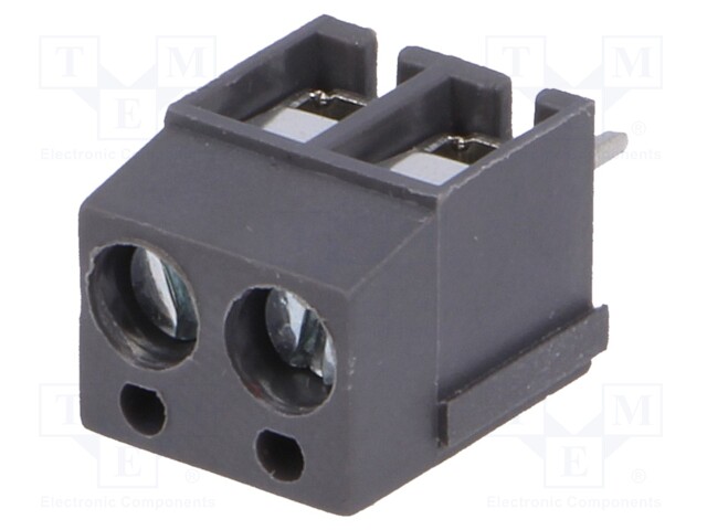 PCB terminal block; angled 90°; 5mm; ways: 2; on PCBs; 2.5mm2; 16A