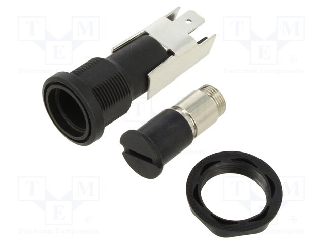 Fuse holder; cylindrical fuses; 5x20mm; 16A; Mounting: on panel