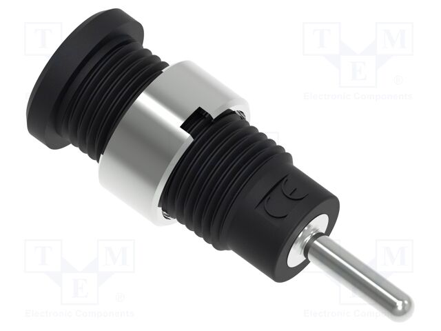 Connector: 2mm banana; socket; black; plug pin 2mmx9mm; insulated