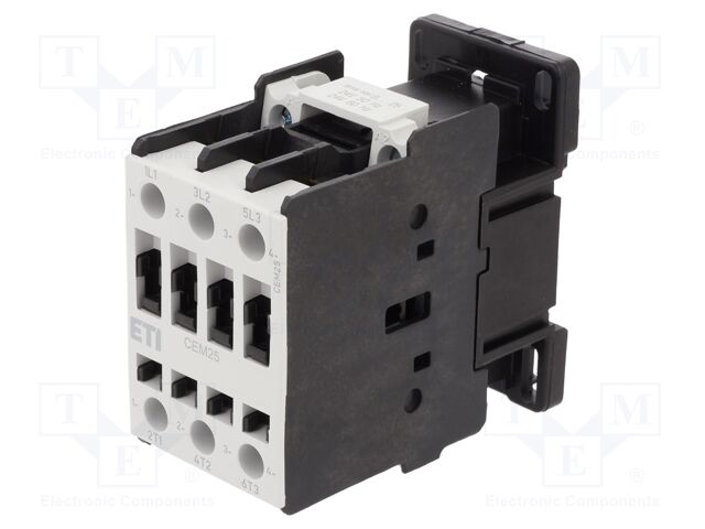 Contactor: 3-pole; NO x3; 24VAC; 25A; DIN,on panel; CEM; -25÷55°C