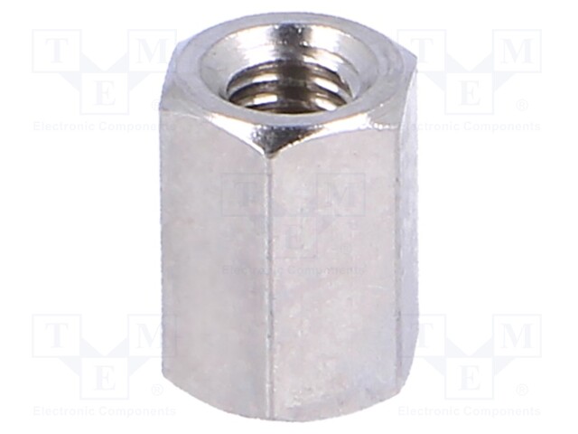 Screwed spacer sleeve; Int.thread: M3; 7mm; hexagonal; brass