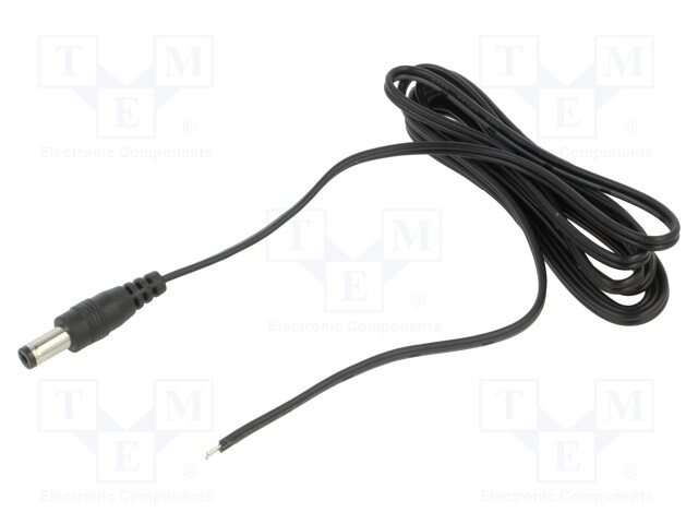 Cable; 2x0.5mm2; DC 5,5/2,1 plug; straight; black-gray,black