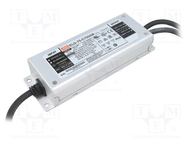 Power supply: switched-mode; LED; 74.9W; 53÷107VDC; 350÷700mA