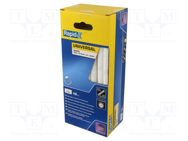Hot melt glue; Ø: 12mm; white; L: 190mm; Bonding: 30s; 48pcs.