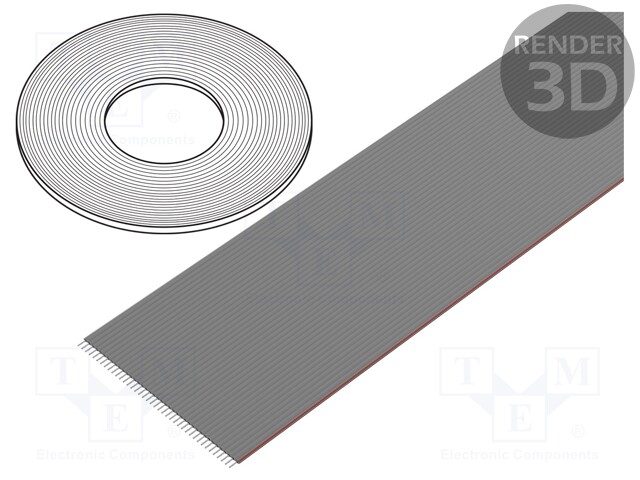 Wire: ribbon; 1.27mm; stranded; Cu; 40x28AWG; unshielded; PVC; grey