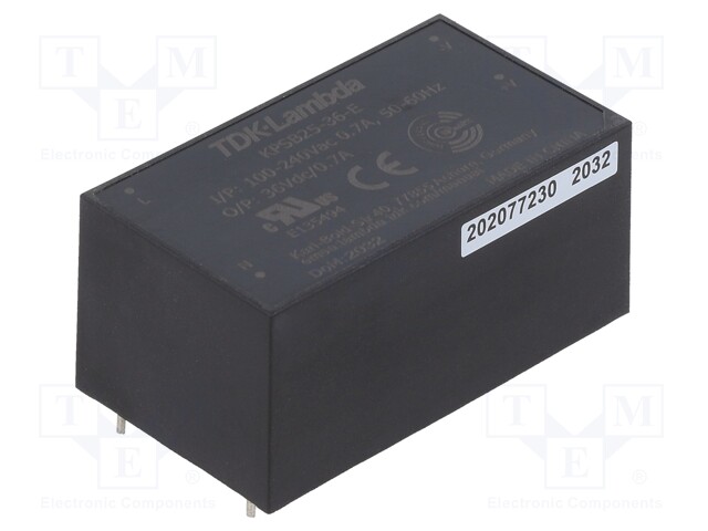 Converter: AC/DC; 25W; 90÷264VAC; Uout: 36VDC; Iout: 700mA; 87%