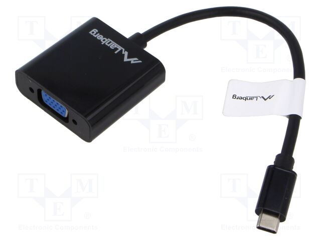 Adapter cable; USB 3.1; USB C plug,VGA female; nickel plated