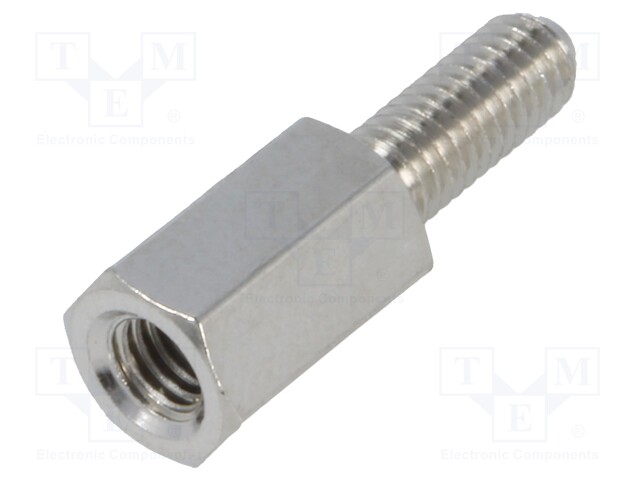 Screwed spacer sleeve; Int.thread: M3; 8mm; Ext.thread: M3; brass