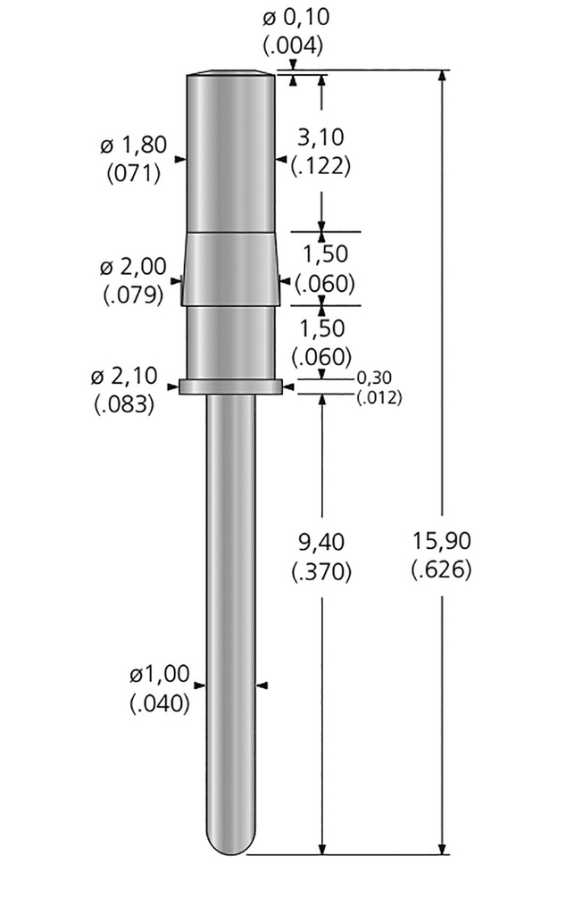 Test needle; 3A; Contact plating: gold-plated; Contacts: brass