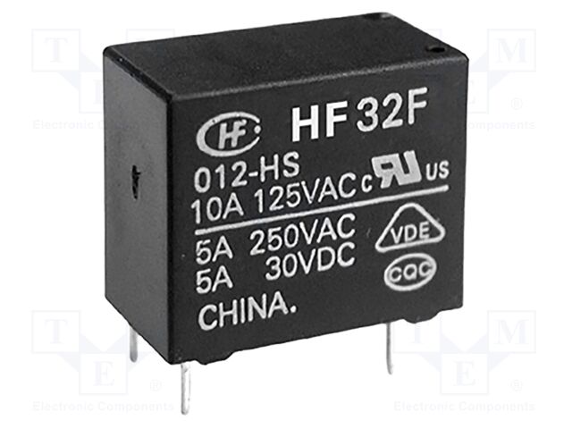 Relay: electromagnetic; SPST-NO; Ucoil: 5VDC; 10A; 10A/250VAC; PCB