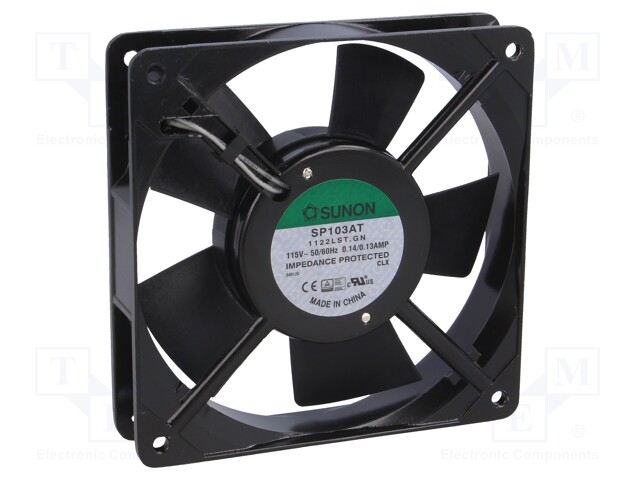Fan: AC; axial; 115VAC; 120x120x25mm; 76.45m3/h; 35dBA; 1600rpm