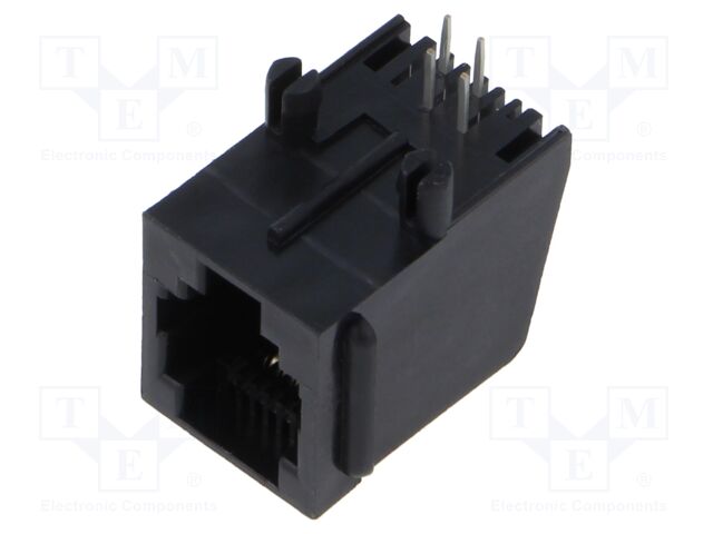 Socket; RJ11; PIN: 4; Layout: 6p4c; on PCBs,PCB snap; THT
