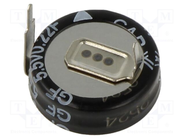 Supercapacitor; THT; 220mF; 5.5VDC; -20÷80%; Body dim: Ø11.5x6mm