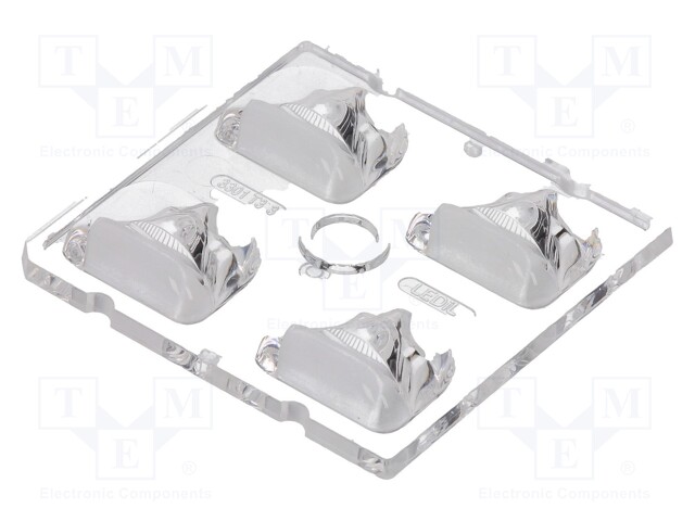 LED lens; square; transparent; H: 7.1mm; Outside dim: 50x50mm