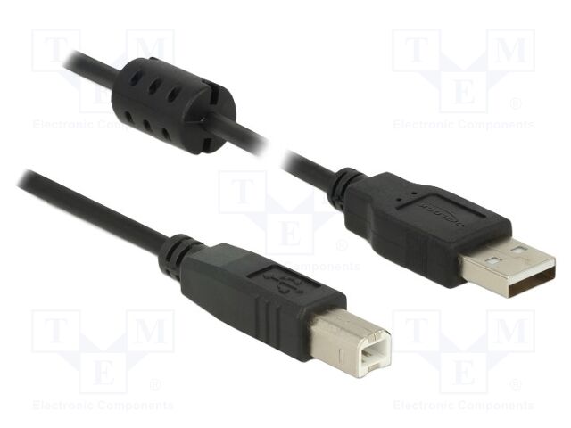 Cable; USB 2.0; USB A plug,USB B plug; 2m; black; 24AWG,28AWG