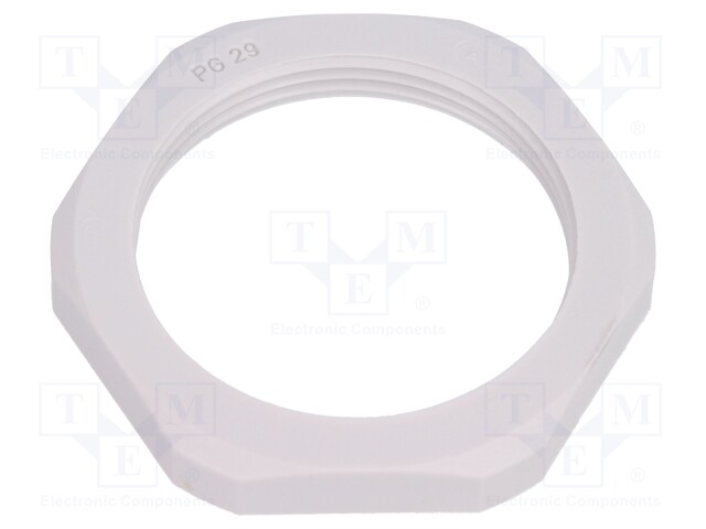 Nut; PG29; polyamide; UL94V-0; D: 7mm; Spanner: 46mm; grey; -40÷100°C