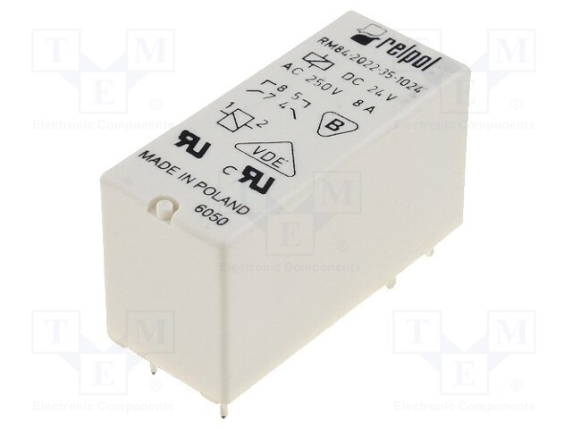 Relay: electromagnetic; DPST-NO; Ucoil: 24VDC; 8A/250VAC; 8A/24VDC