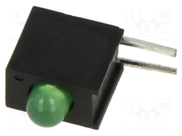 LED; in housing; 3mm; No.of diodes: 1; green; 2mA; Lens: diffused