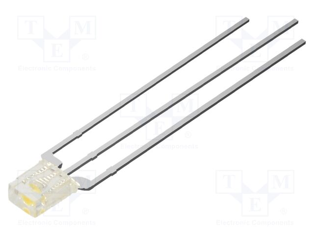 LED; white warm,red; rectangular; 2x3x4mm; bicolour; 750mcd; 100°