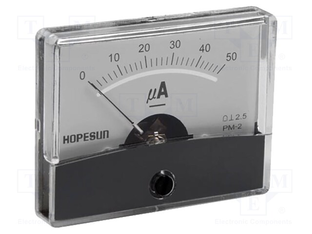 Ammeter; analogue; on panel; I AC: 0÷50uA; Class: 2,5; 60x47mm