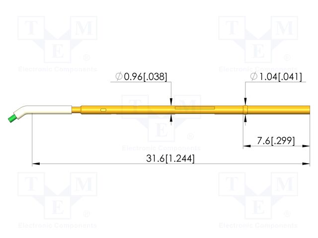 Test probe socket; gold-plated; KS-550; L: 31.6mm; test needles