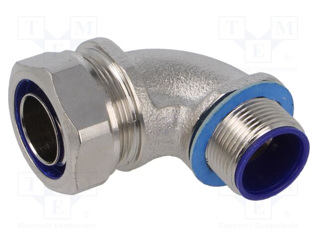 90° angled connector; Thread: metric,non-swivel,outside; brass
