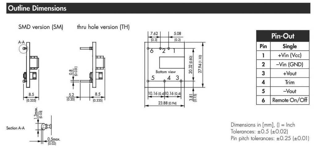 Converter: DC/DC; 15W; Uin: 9÷36V; Uout: 5VDC; Iout: 3A; 10.5g; 350kHz