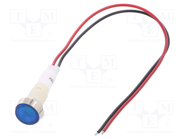 Indicator: LED; flat; 12VDC; 12VAC; Cutout: Ø10mm; 200mm leads
