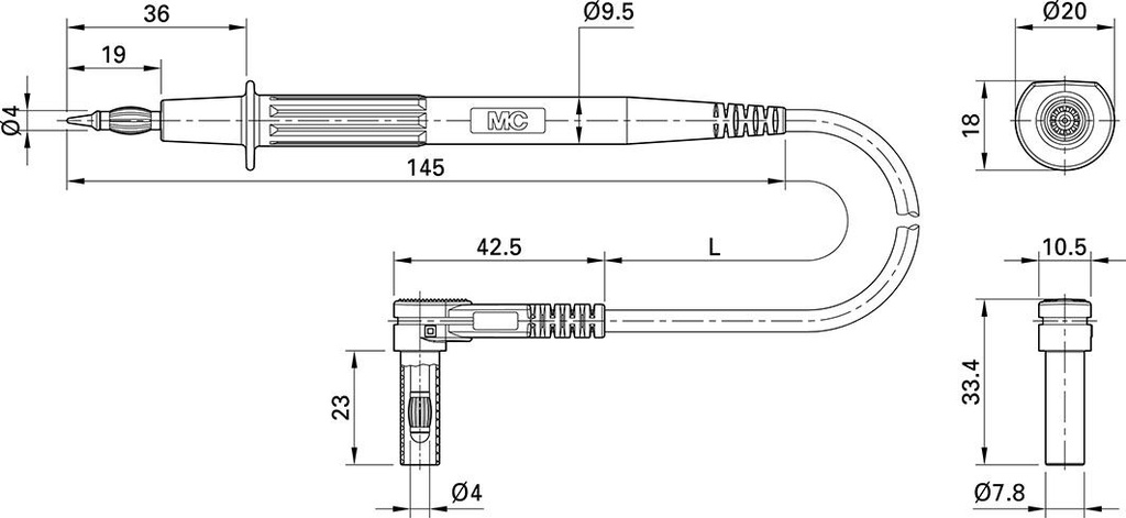 Test lead; PVC; 1.5m; blue; 20A; Plating: nickel plated