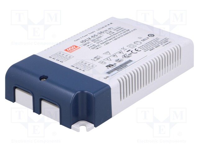 Power supply: switched-mode; LED; 65W; 36VDC; 1.8A; 180÷295VAC