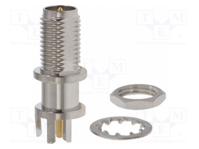 Socket; RP-SMA; male,reverse; card edge; 50Ω; on PCBs; teflon