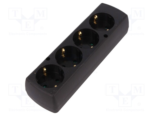 Connector: AC supply; splitter; Layout: 2P+PE; black; 250VAC; 16A