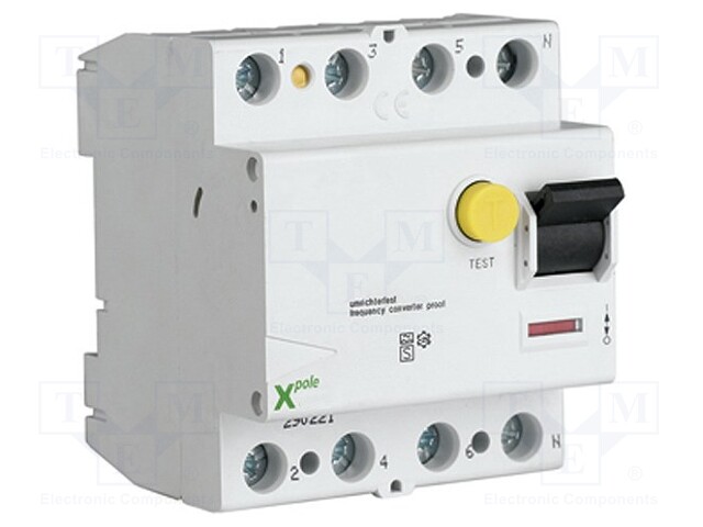 RCD breaker; Inom: 100A; Ires: 0.1A; Poles: 4; 400VAC; Mounting: DIN