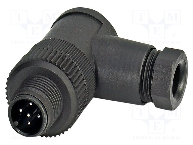 Connector: M12; plug; PIN: 5; 48V; angled; IP67; screw terminal; 4A