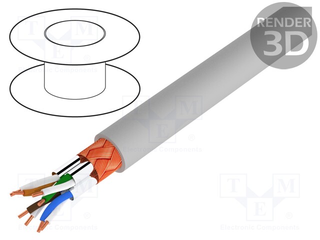 Wire; Li-2Y-CY-PIMF; 3x2x1mm2; PVC; grey; 250V