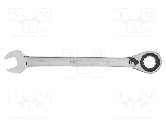 Wrench; combination spanner,with ratchet; 28mm; with switch