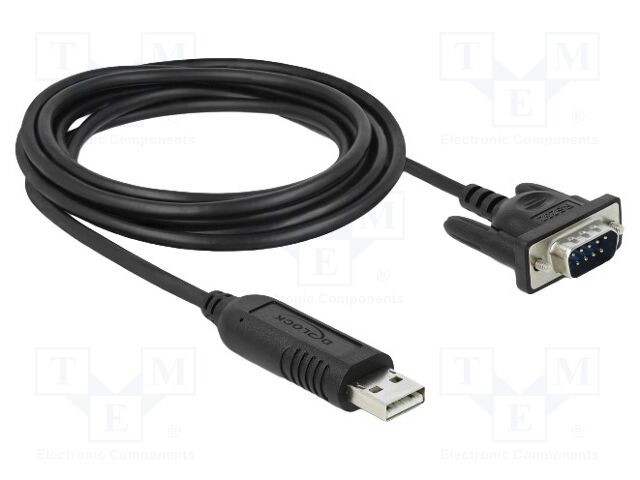 USB to RS232 converter; D-Sub 9pin plug,USB A plug; 1.8m; black