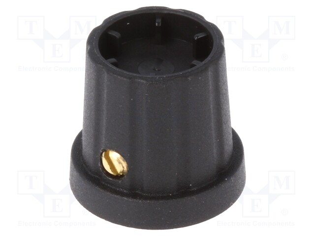 Knob; with flange; plastic; Shaft d: 6.35mm; Ø16.5x19.2mm; black