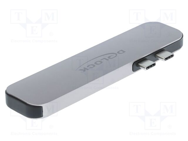 Hub USB; USB 3.2 Gen 1; LED status indicator; grey; metal; 100W