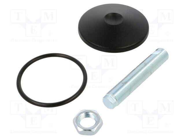 Foot of pin; rigid,with O-ring; Base dia: 100mm; M20x1,5; steel