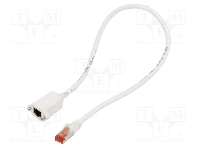 Extender RJ45; F/UTP; 6; Cu; PVC; white; 500mm; Cores: 8; Øcable: 6mm