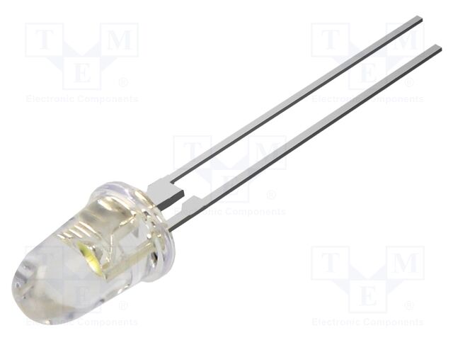 LED; white cold; 5mm; 130000mcd; 8°; Front: convex; 3.2÷3.6VDC