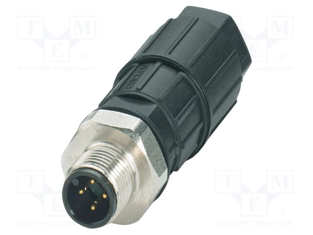 Connector: M12; plug; PIN: 4; 48V; straight; IP65; IDC; Contacts: CuSn