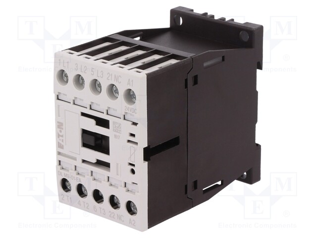 Contactor: 3-pole; NO x3; Auxiliary contacts: NC; 24VDC; 9A; DILM9