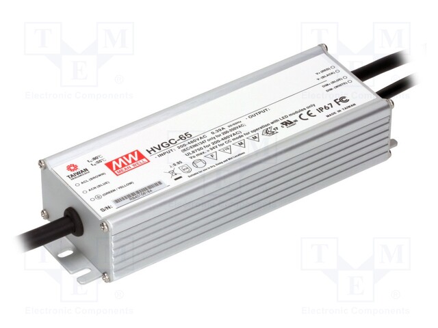 Power supply: switched-mode; LED; 65.1W; 18÷186VDC; 350mA; IP67