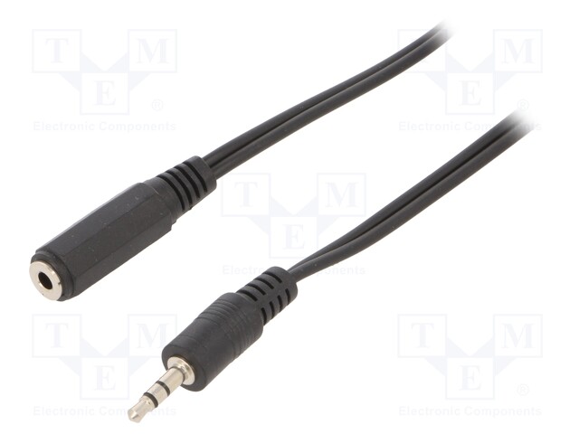 Cable; Jack 3.5mm 3pin socket,Jack 3.5mm 3pin plug; 2m; black