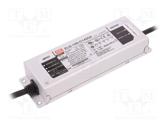 Power supply: switched-mode; LED; 100.8W; 35÷72VDC; 700÷1400mA