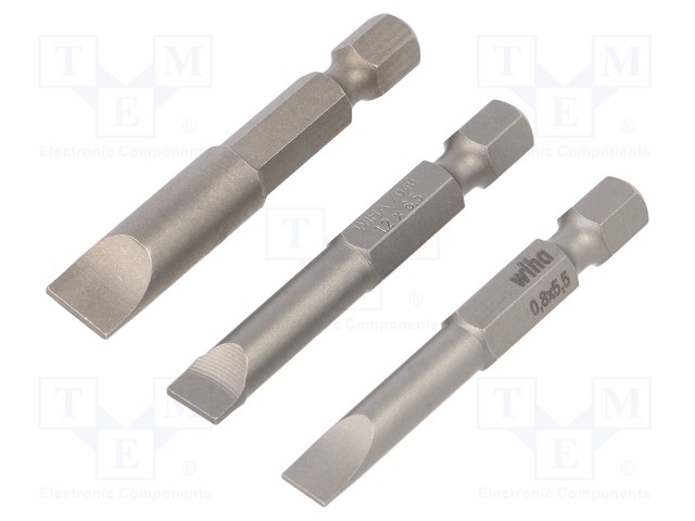 Screwdriver bits; Pcs: 3; Package: plastic case; 50mm; Bit: slot