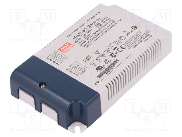 Power supply: switched-mode; LED; 58W; 24VDC; 2.4A; 180÷295VAC